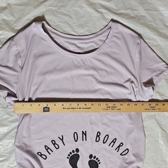 Time and Tru Women's Large 12/14 Maternity Pullover Graphic Purple Tee Used - Picture 7 of 11